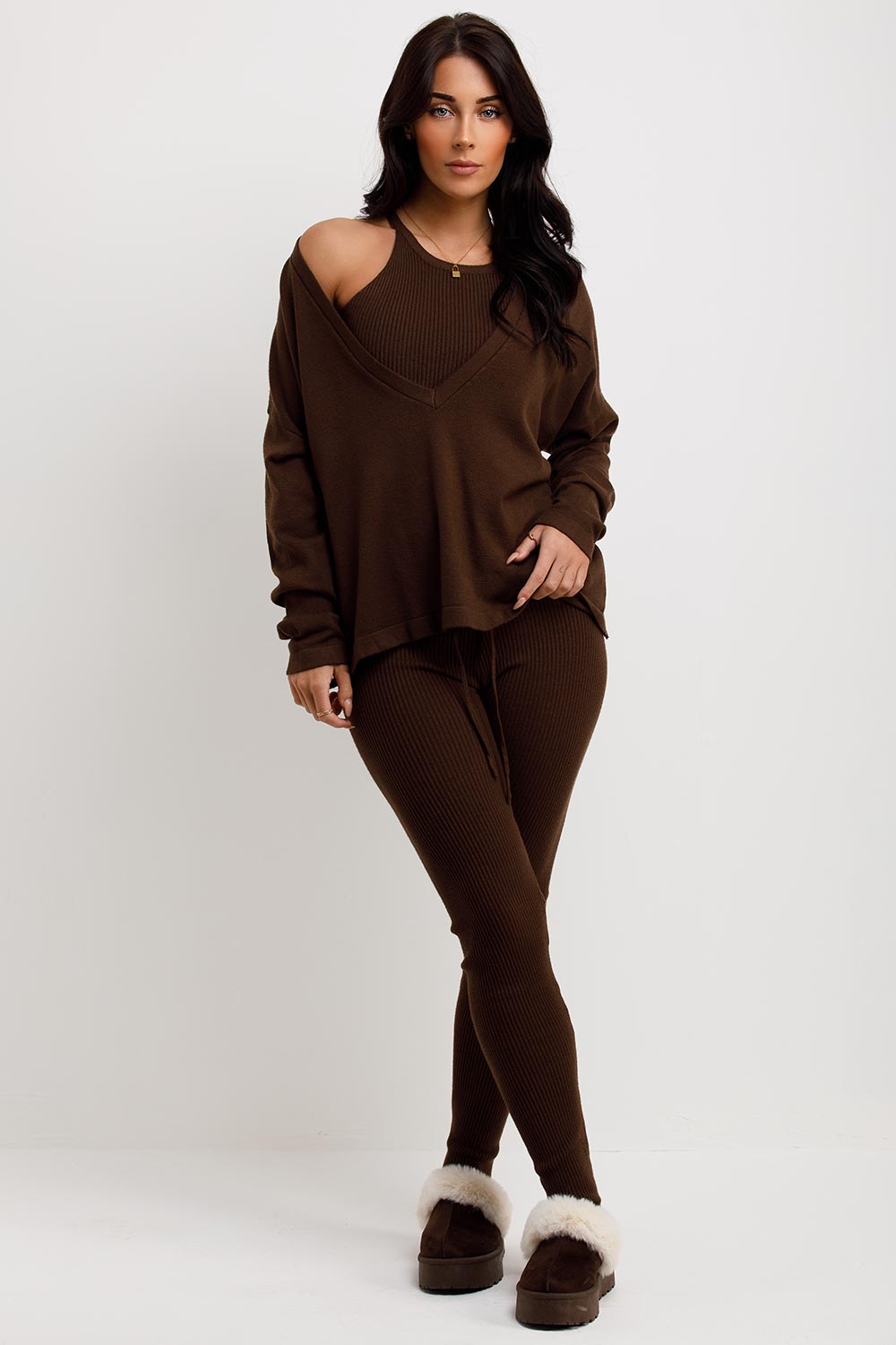 womens three piece loungewear co ord set