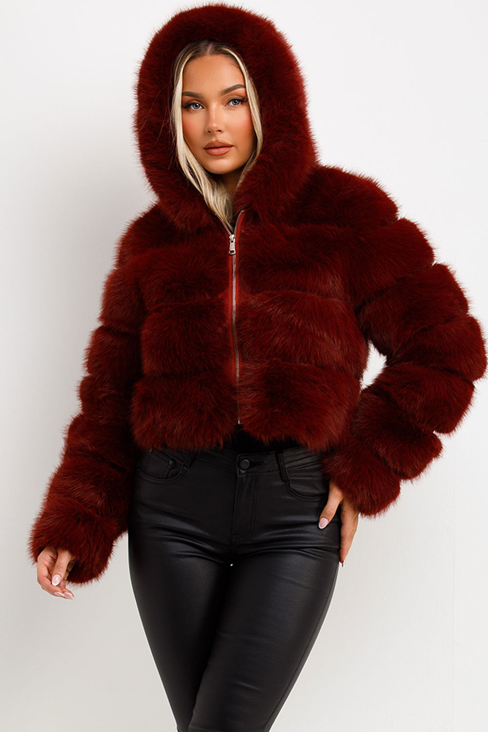 womens hooded faux fur coat sale uk styledup fashion