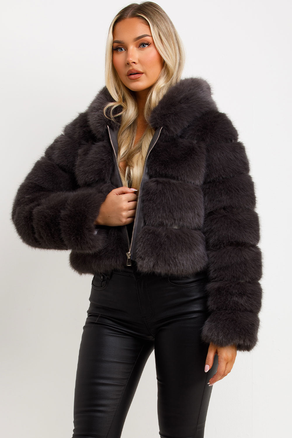 womens faux fur coat with hood