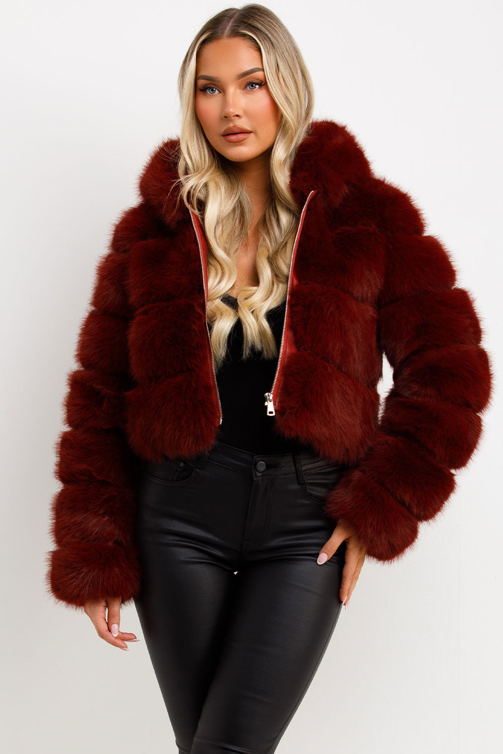 faux fur coat with hood womens uk