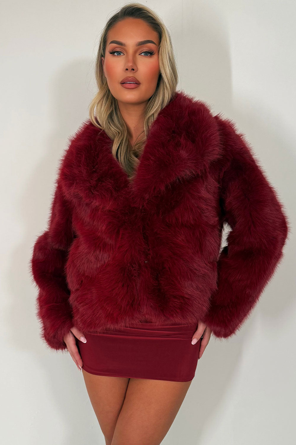 faux fur jacket for womens with collar styledup