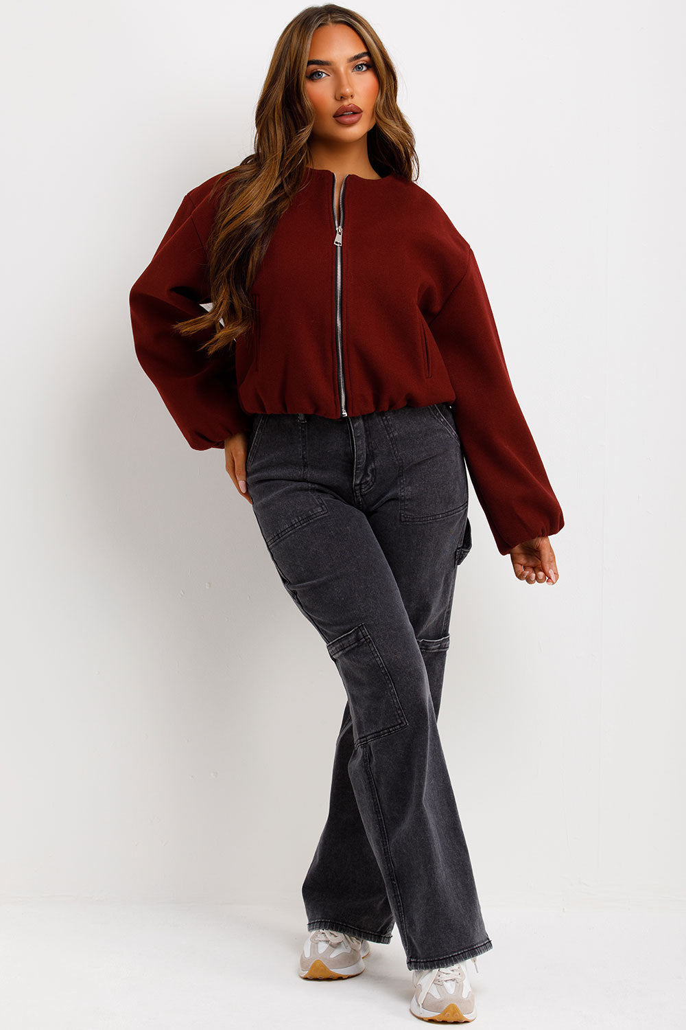 zara womens soft bomber jacket with zip and elasticated hem