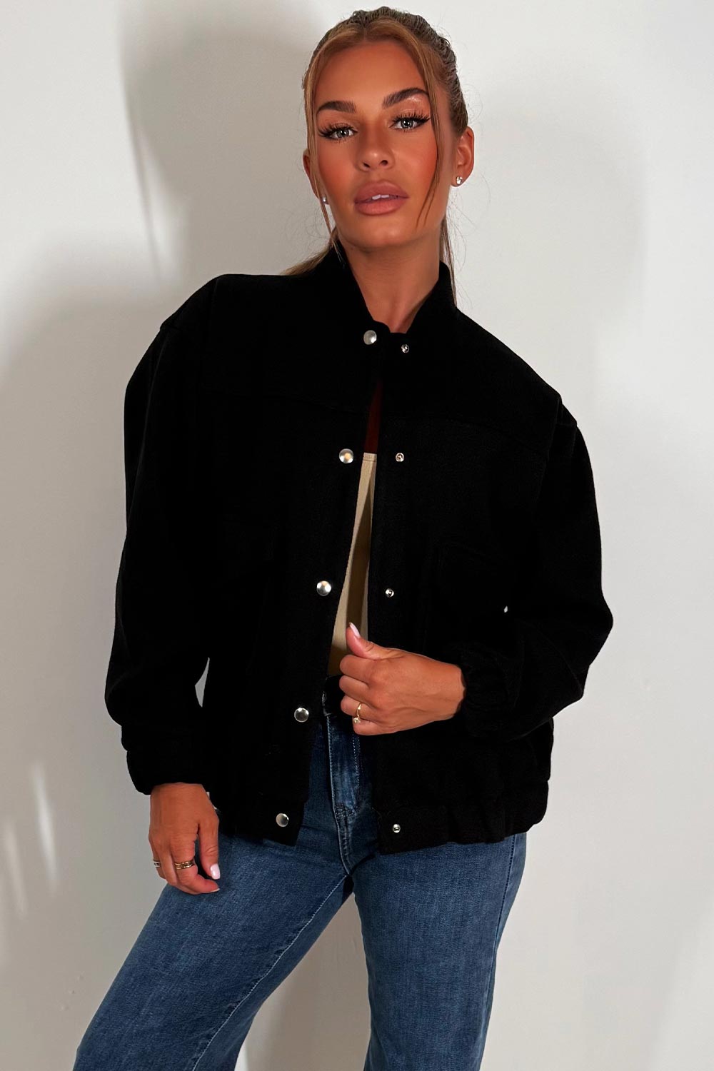 soft bomber jacket with long sleeves and pockets zara womens styledup