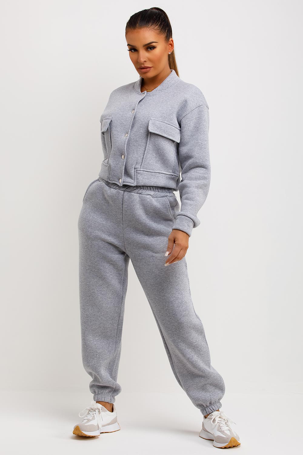 womens bomber jacket and joggers tracksuit co ord lounge set
