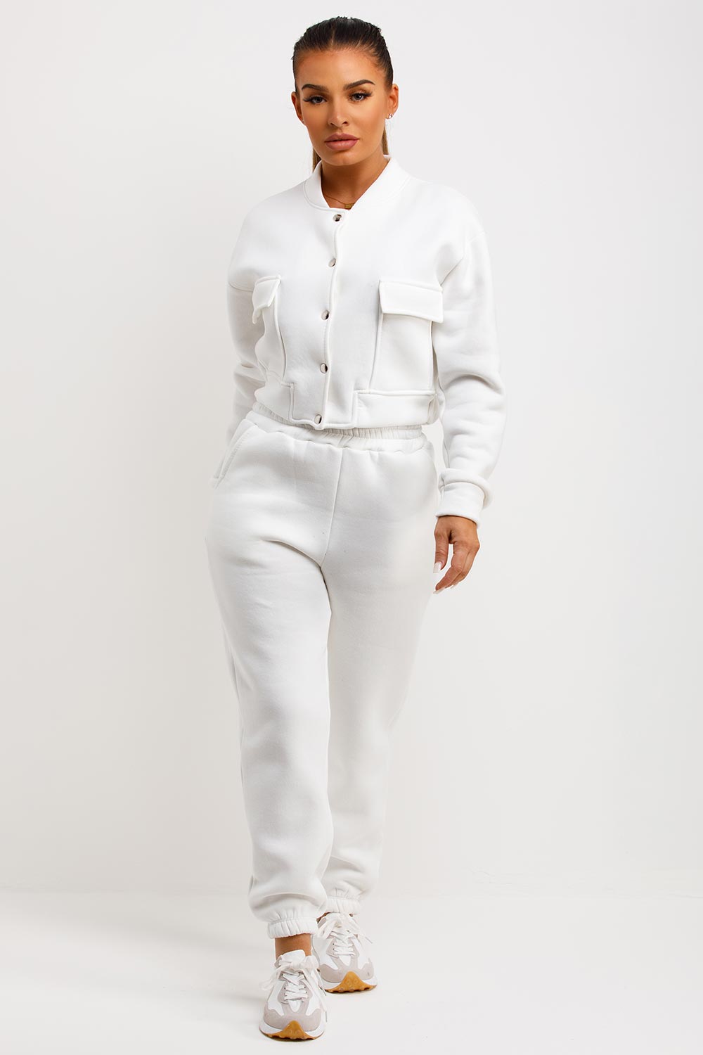 womens tracksuit featuring bomber jacket and joggers