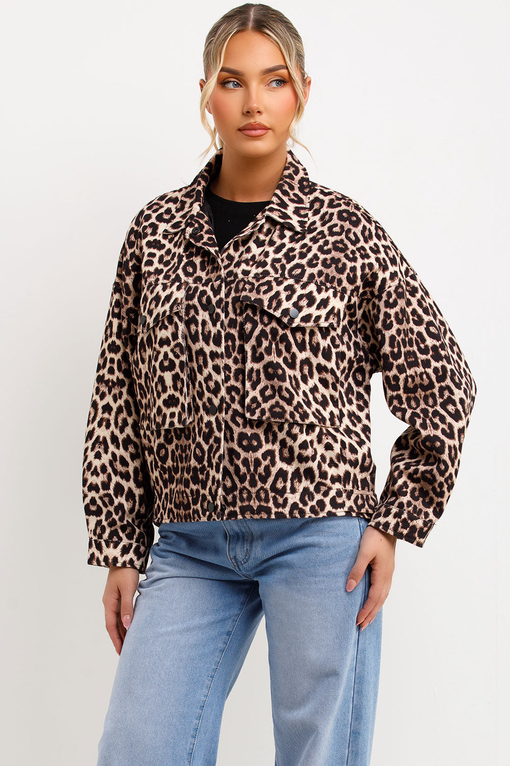 leopard print trucker jacket
