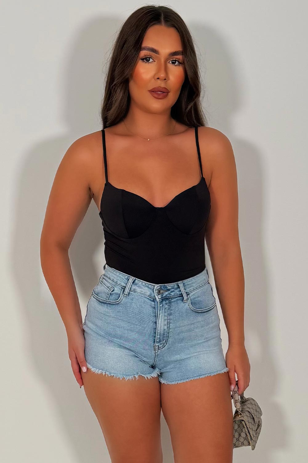 brown cupped corset top styledup