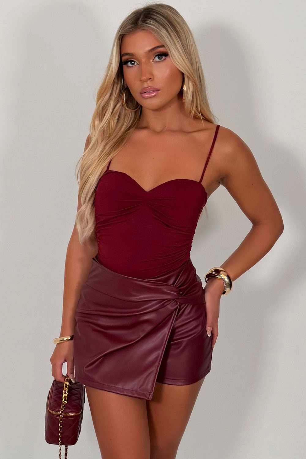 ruched front cami strap corset top styledup uk
