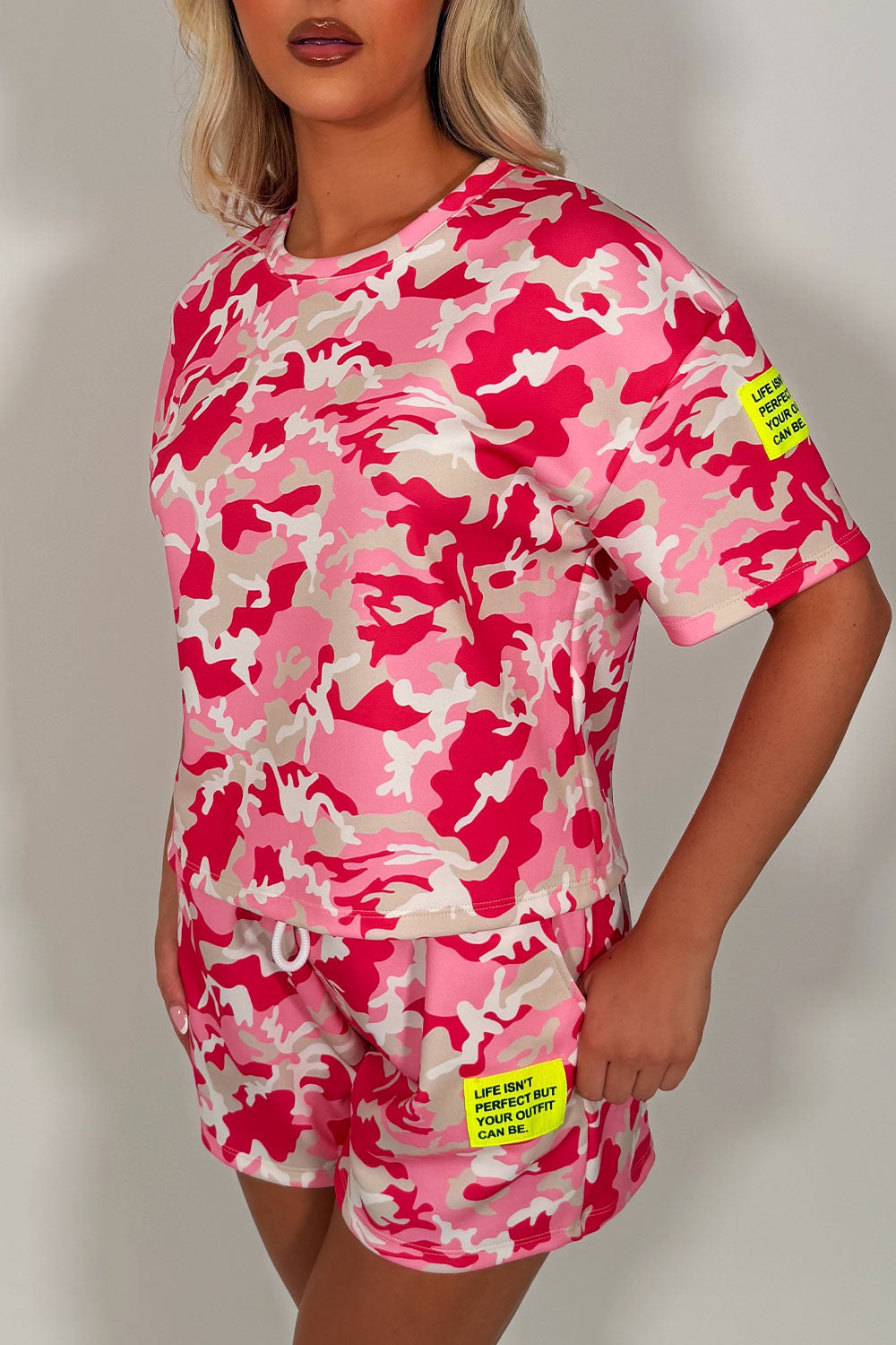 camouflage t shirt and shorts co ord set styledup uk