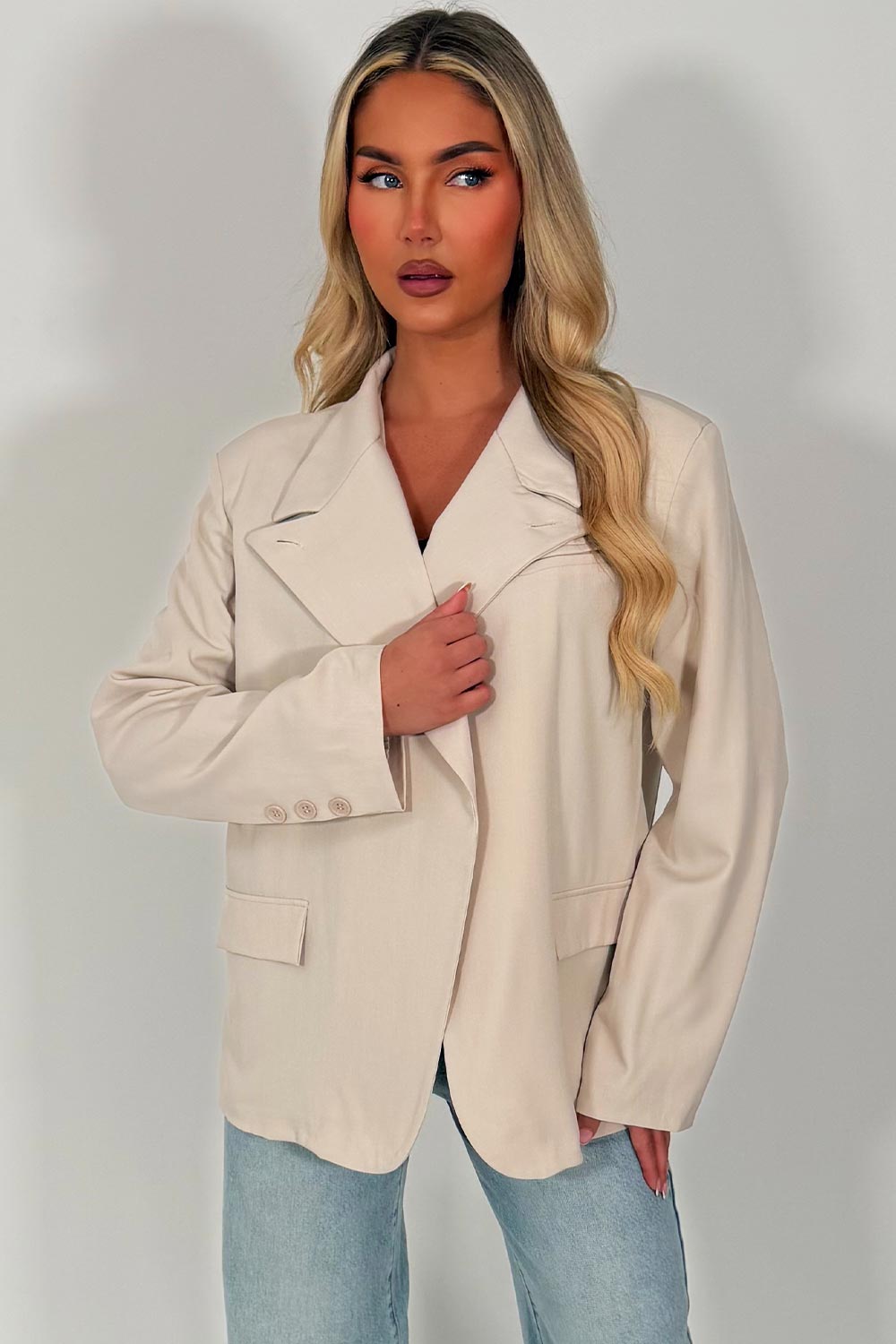 womens zara cross over blazer asymmetric tailored jacket styledup uk