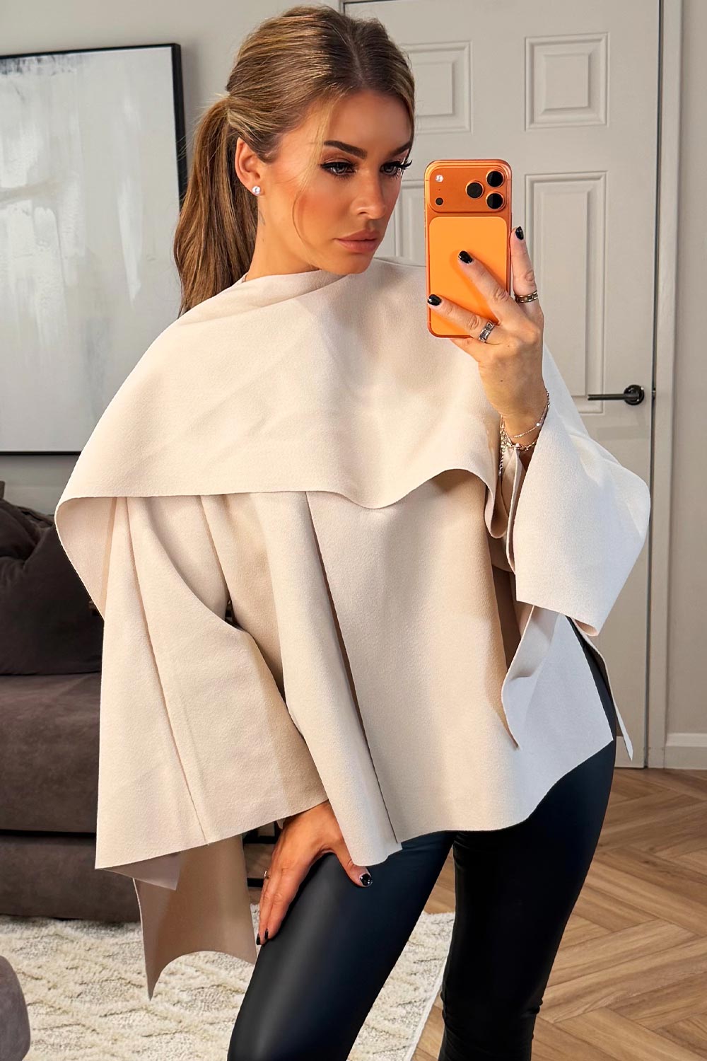 cape with scarf zara womens poncho coat