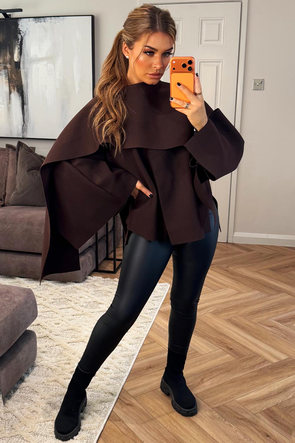 cape with scarf zara womens poncho coat