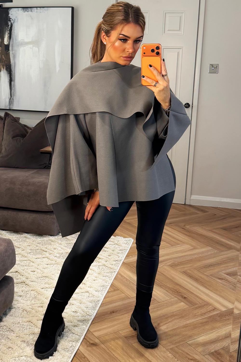 cape with scarf zara womens poncho coat