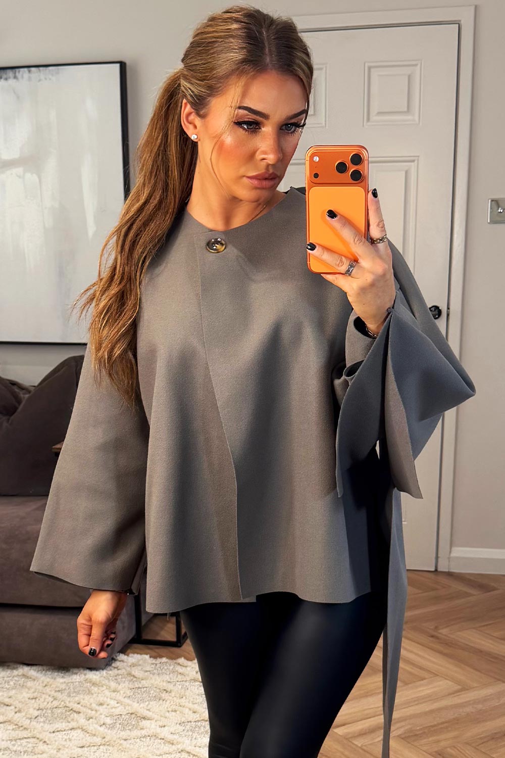 cape with scarf poncho mocha styledup