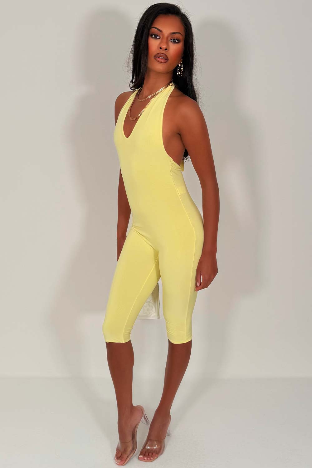 backless halter neck capri jumpsuit festival holiday outfit styledup whitefox uk
