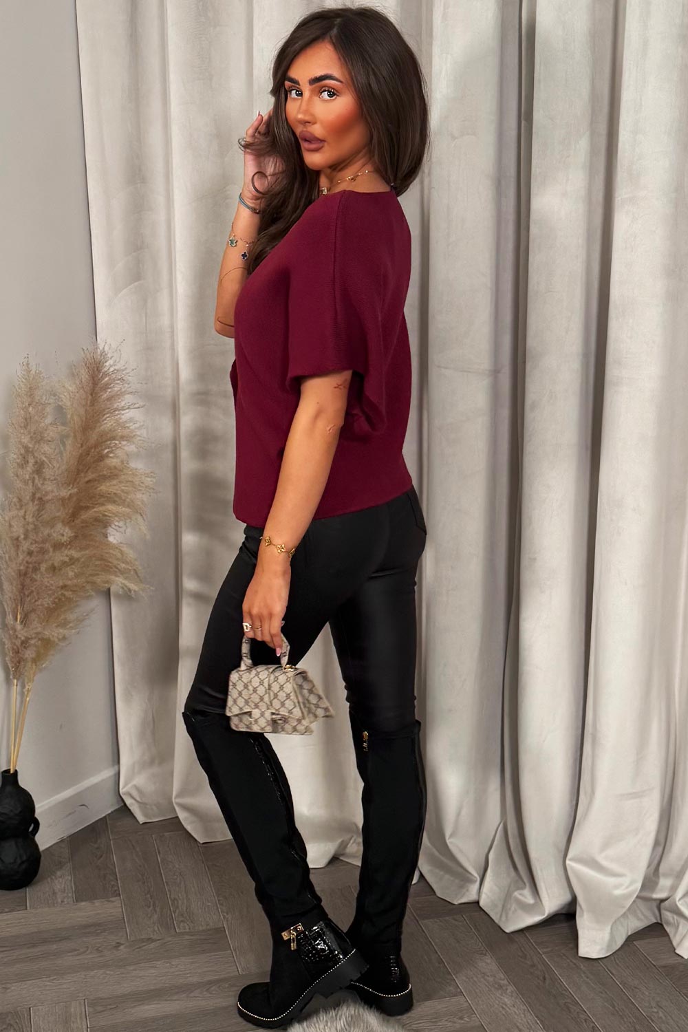 womens knitted cape cardigan with gold button christmas market outfit