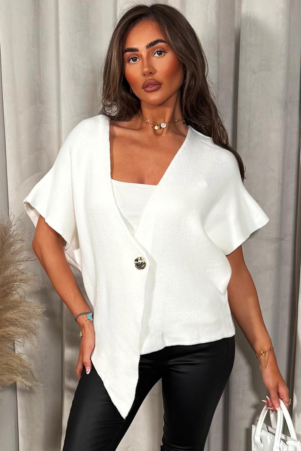 womens knitted cardigan with gold button christmas outfit