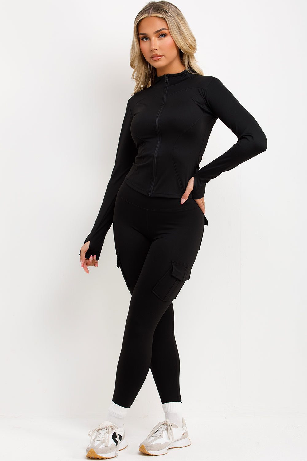 zip up sculpt sports jacket and scrunch bum leggings two piece set