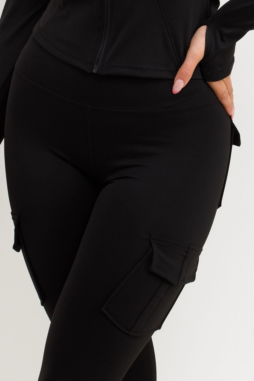 womens zip up sports jacket and ruched scrunch bum leggings two piece set