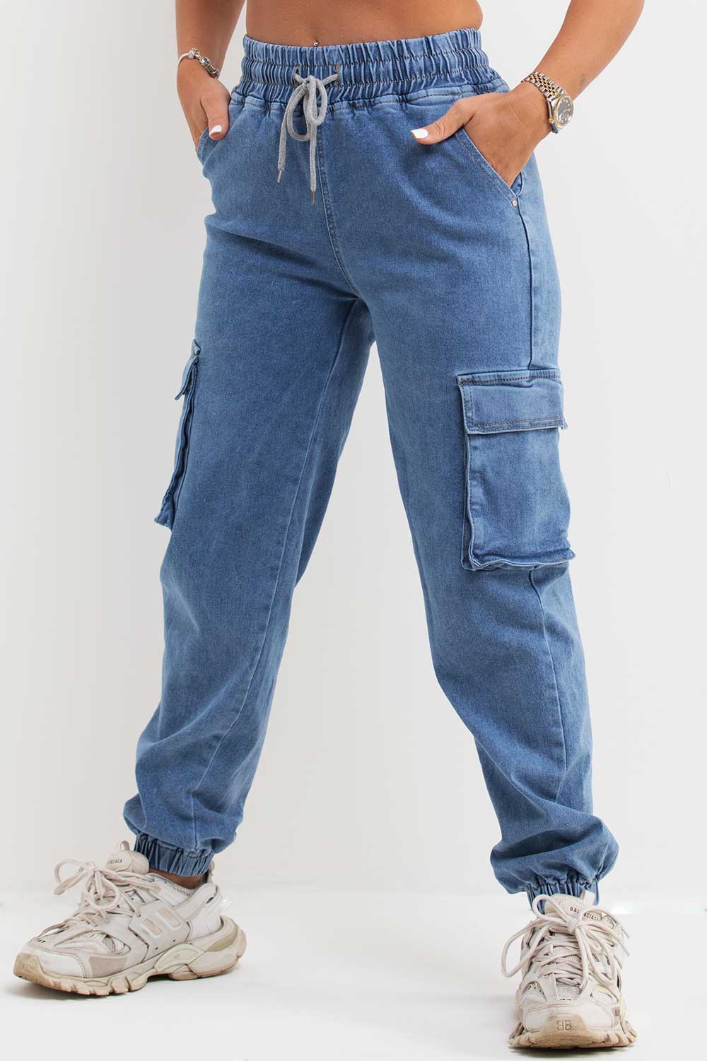 utility cargo denim trousers uk