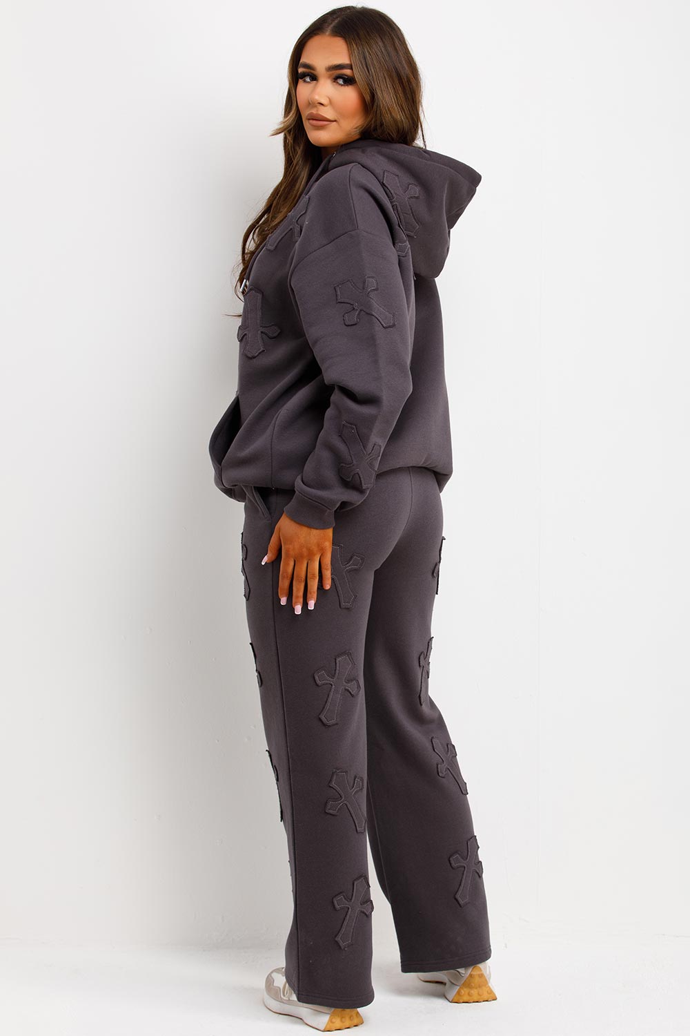 cross hoodie and joggers lounge set for womens styledup