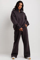 womens half zip jumper and joggers tracksuit loungewear set airport outfit