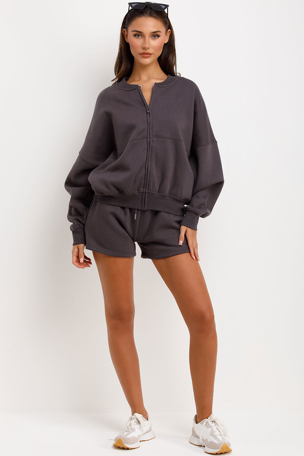 womens zara short tracksuit set airport outfit