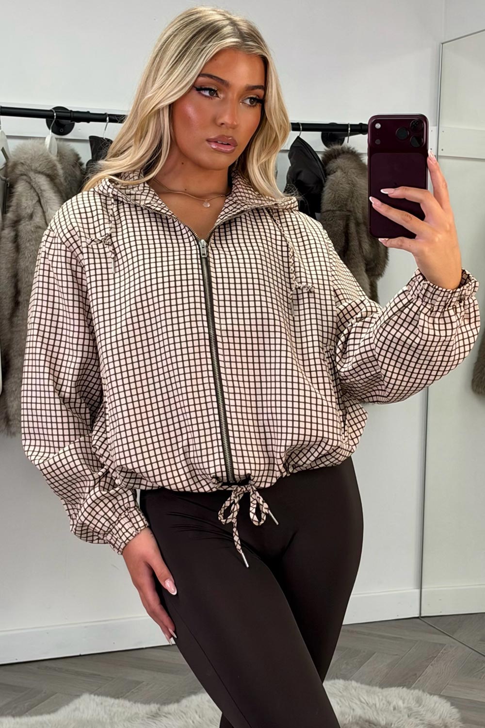 womens stradivarius checked jacket with hood sale styledup uk