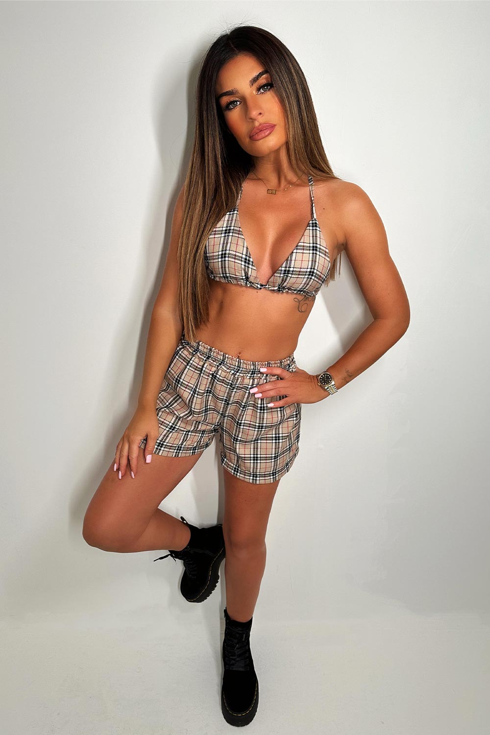 bikini top and shorts two piece set summer festival outfit