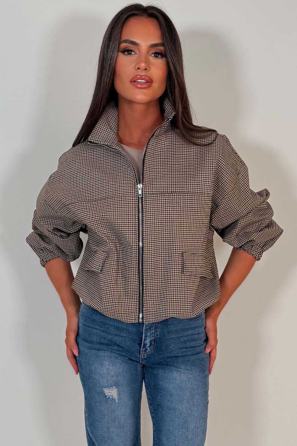 checked bomber jacket womens uk