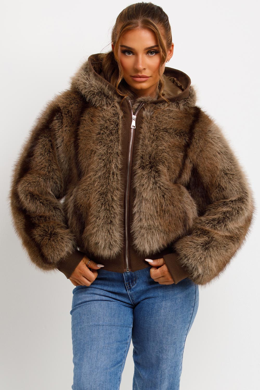 faux fur coat jaded london womens