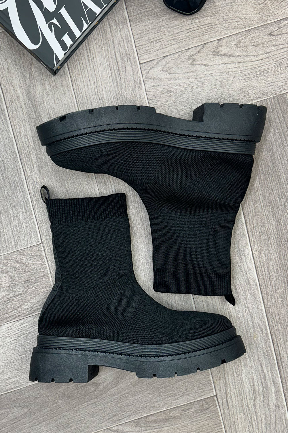 black sock boots for womens