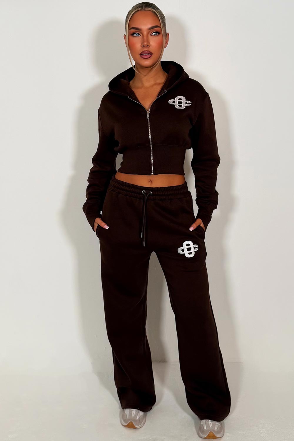 womens joggers and crop corset hoodie tracksuit set two piece couture club womens