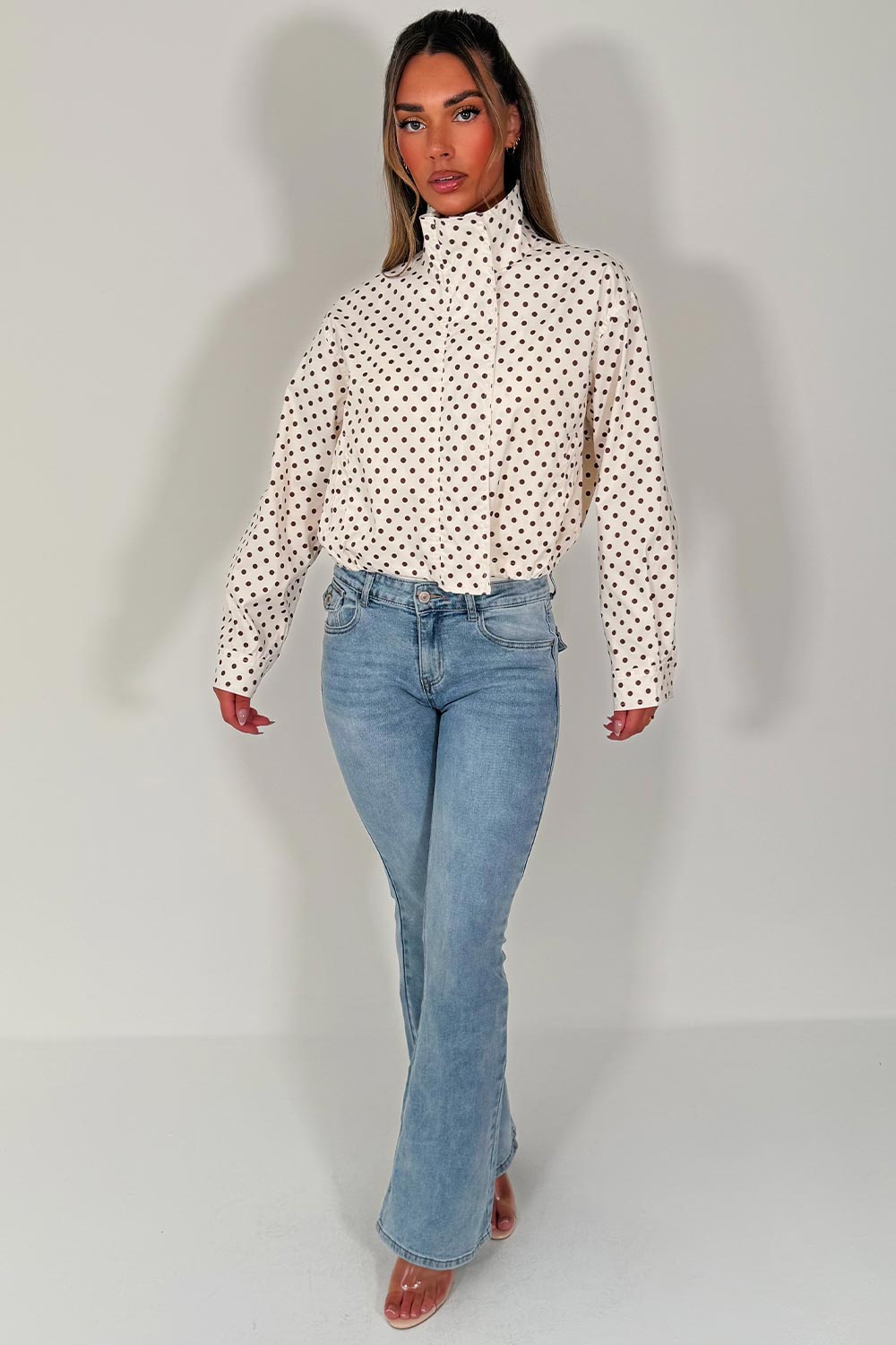 womens polka dot jacket wind breaker styledup