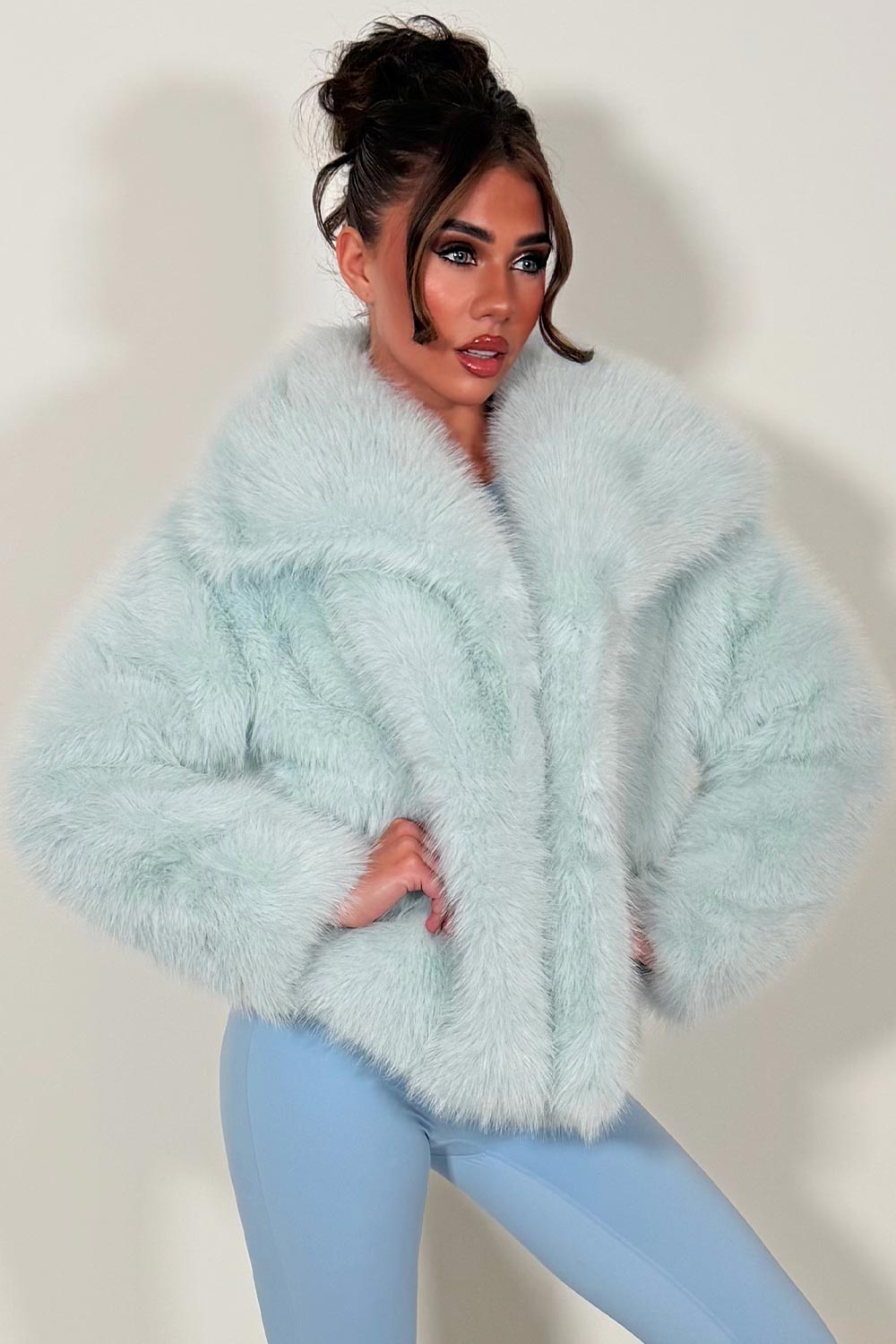 zara womens fur jacket with collars