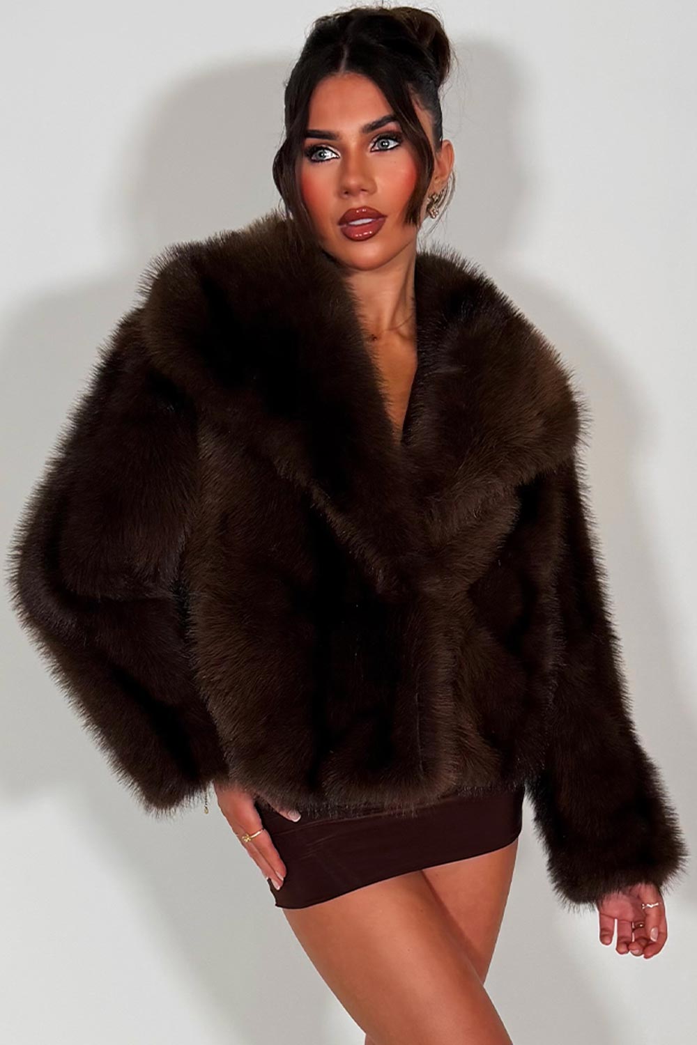 zara womens fur jacket with collar styledup