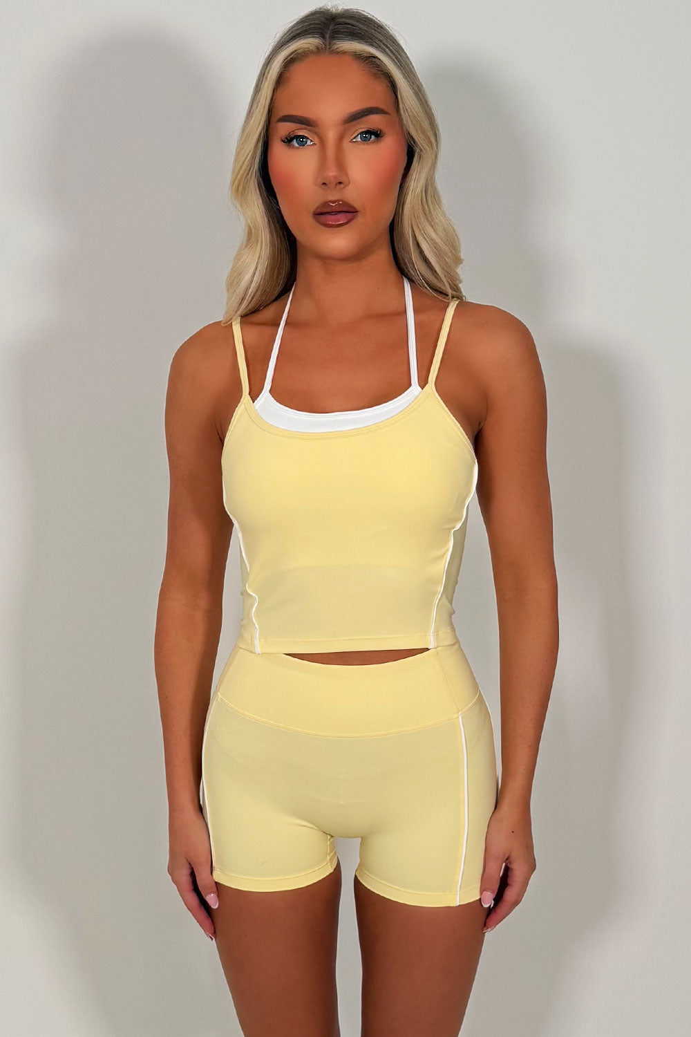 womens gym shorts and crop top co ord set premium quality alo yoga styledup uk