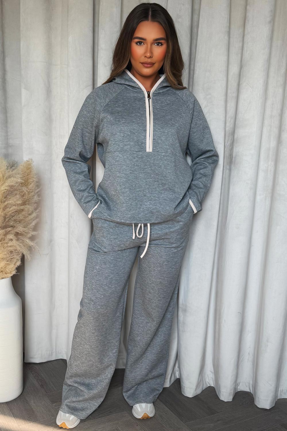 womens half zip sweatshirt and joggers co ord set styledup