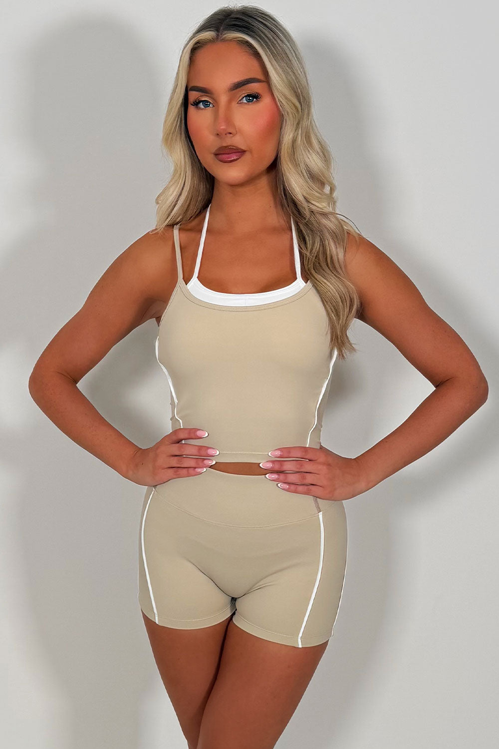 womens gym shorts and crop top co ord set premium quality alo yoga styledup uk