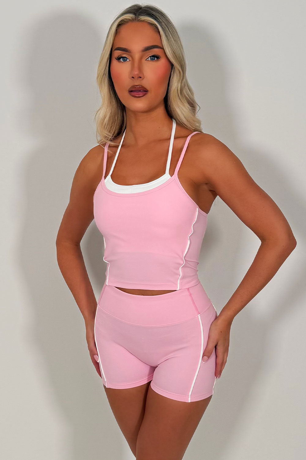 womens alo yoga shorts and crop top co ord set styledup uk