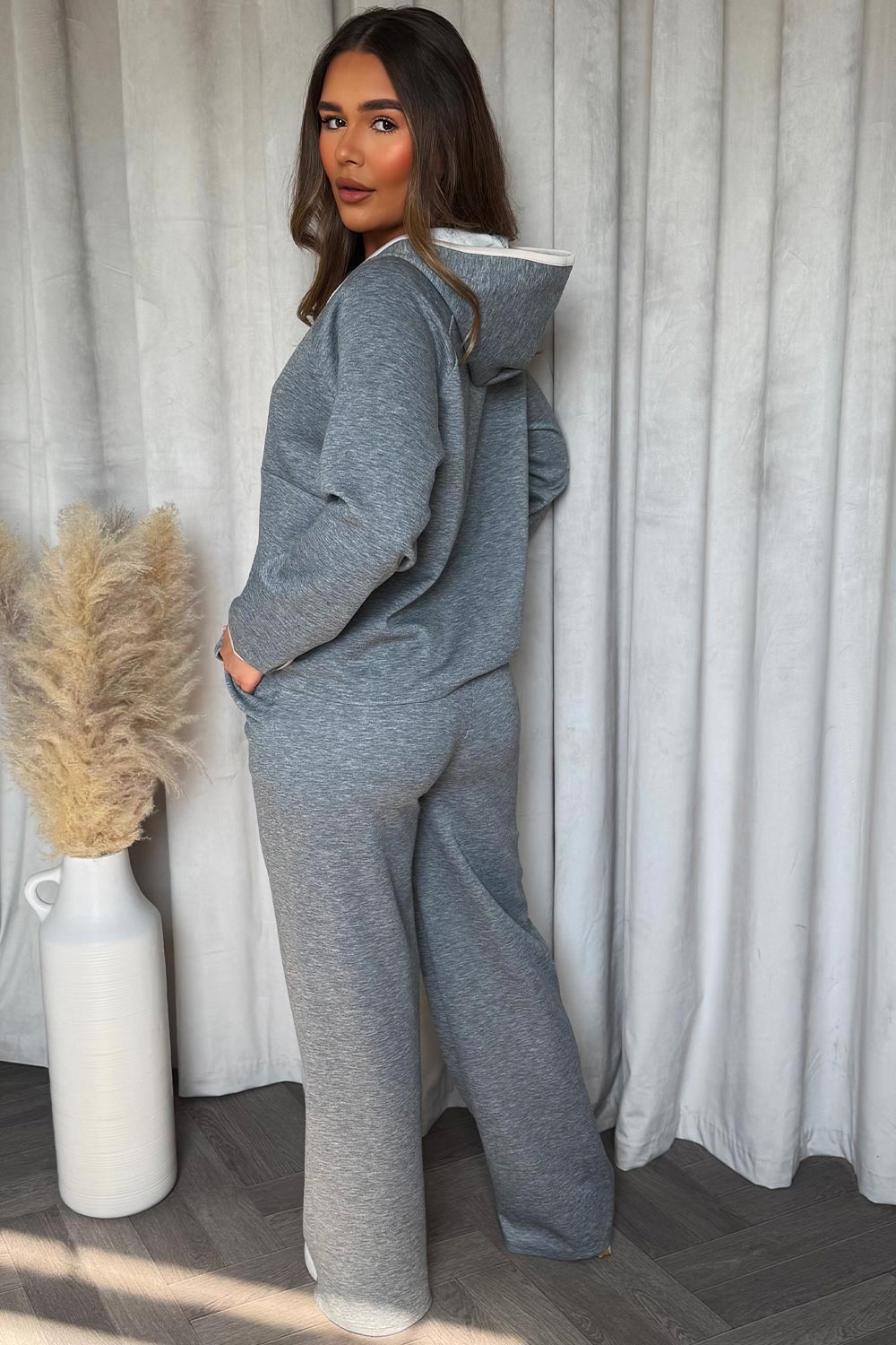womens half zip sweatshirt and joggers loungewear co ord set