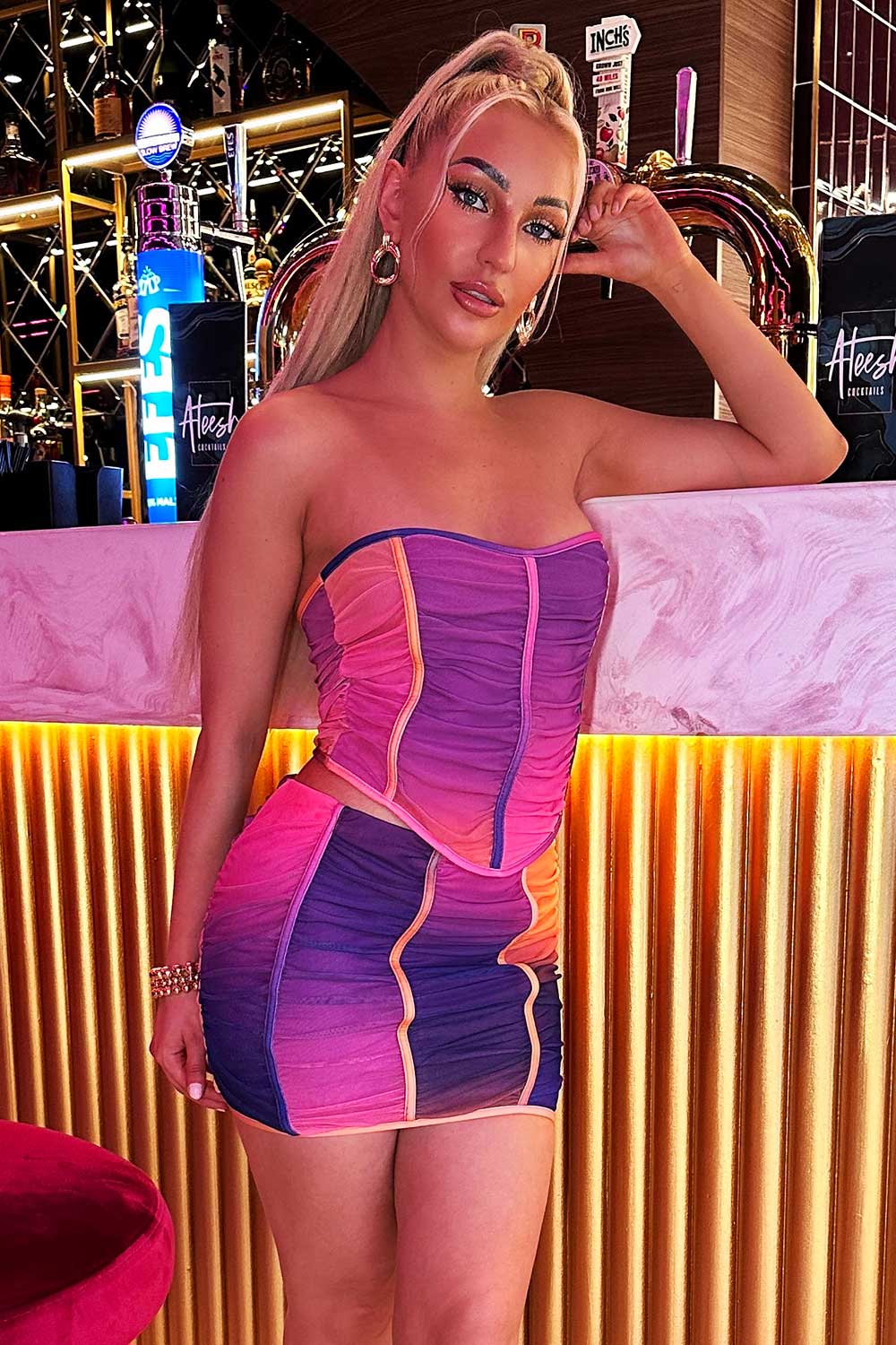 mesh corset top and skirt co ord going outft uk