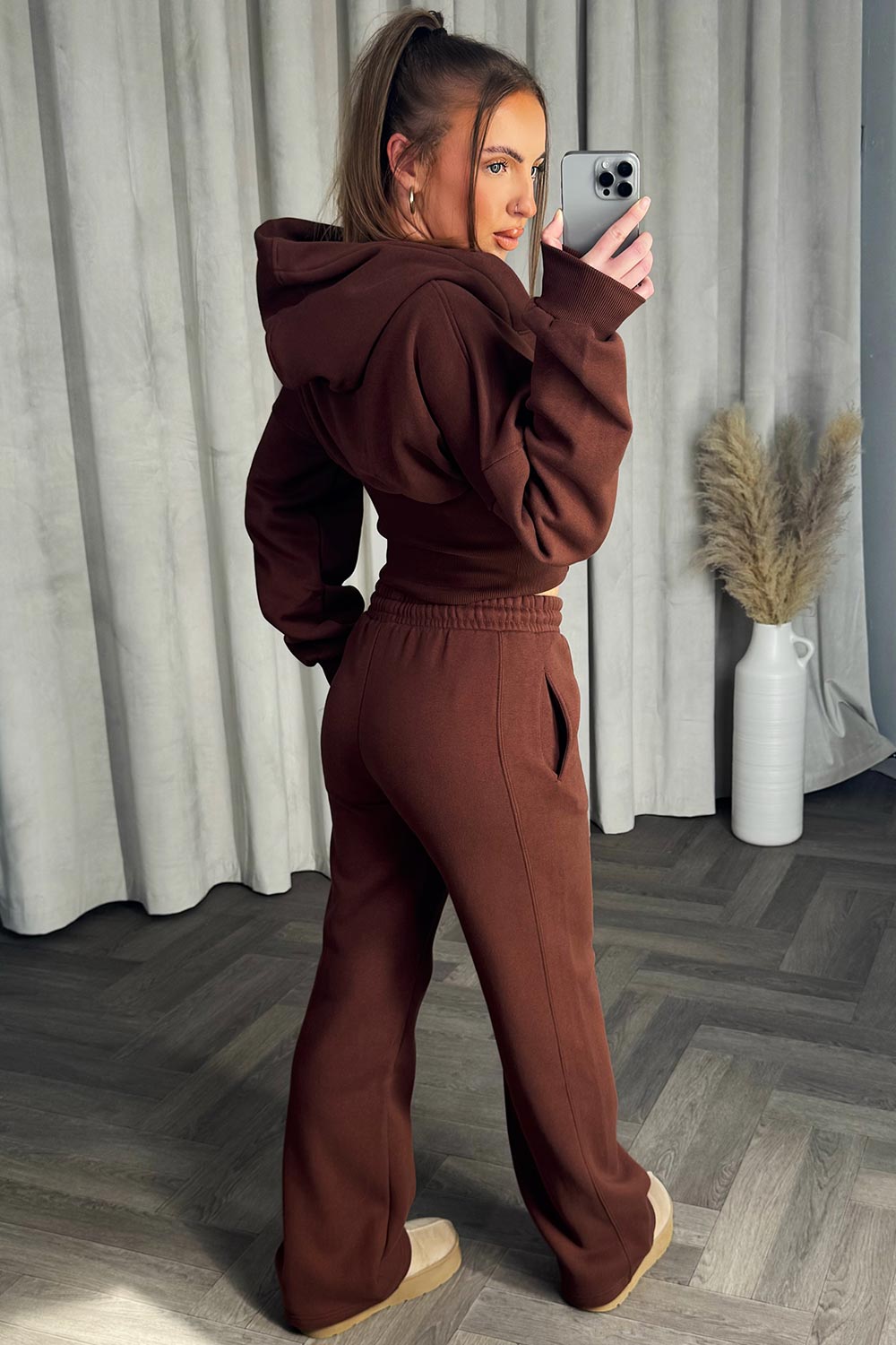 womens crop corset hoodie and joggers tracksuit set airport outfit styledup