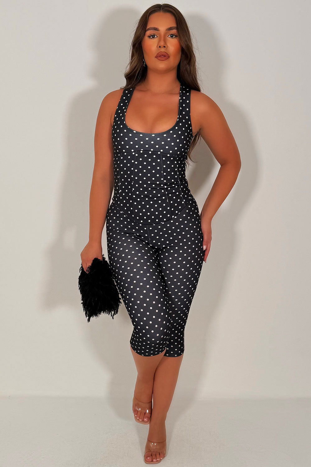polka dot capri pants and corset top two piece co ord festival outfit styledup whitefox uk