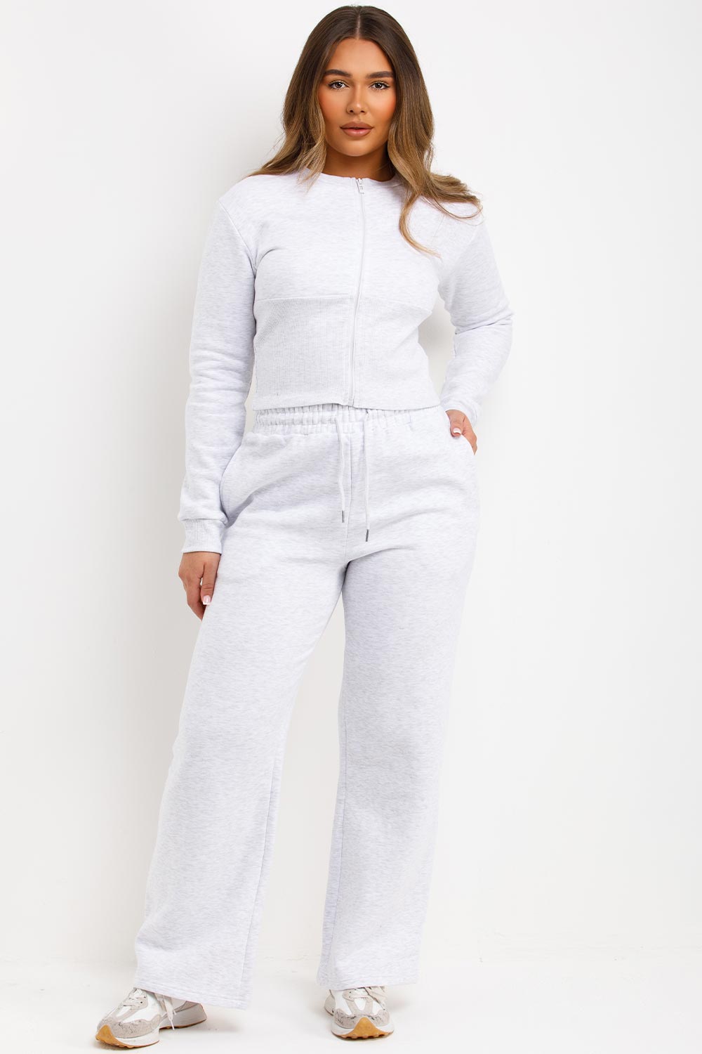 womens grey marl airport outfit loungewear set zara uk