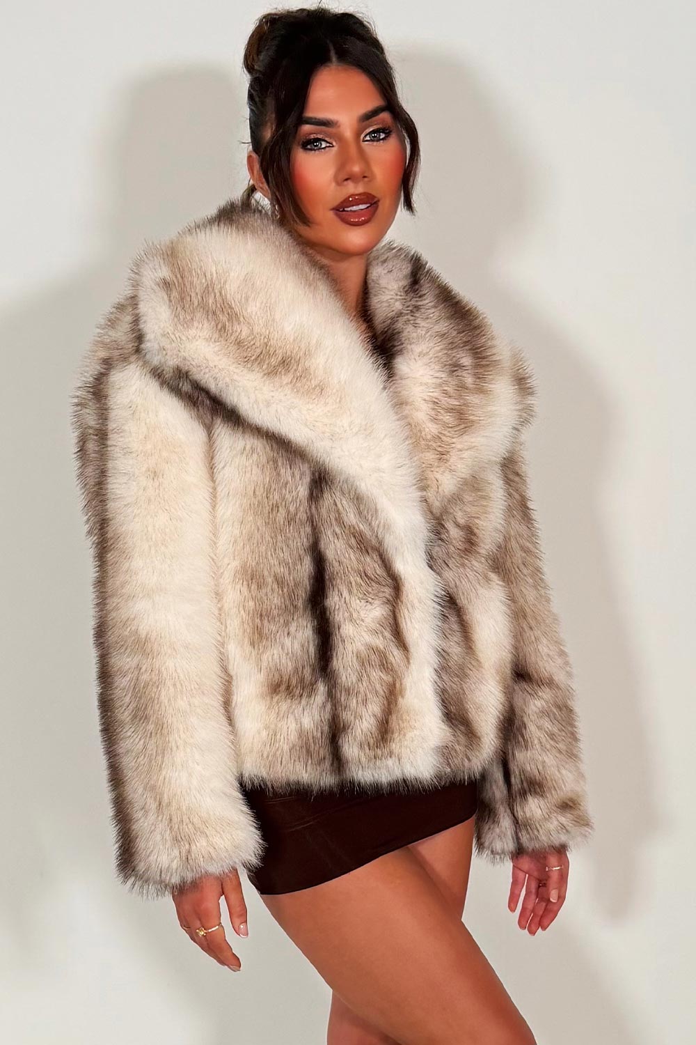 faux fur jacket for womens with collar styledup