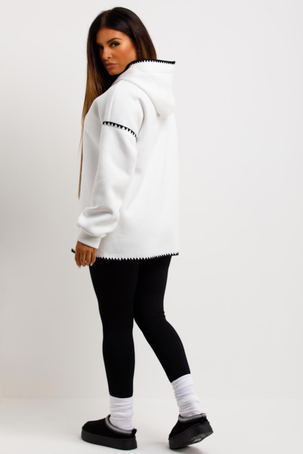 womens contrast stitch oversized hoodie