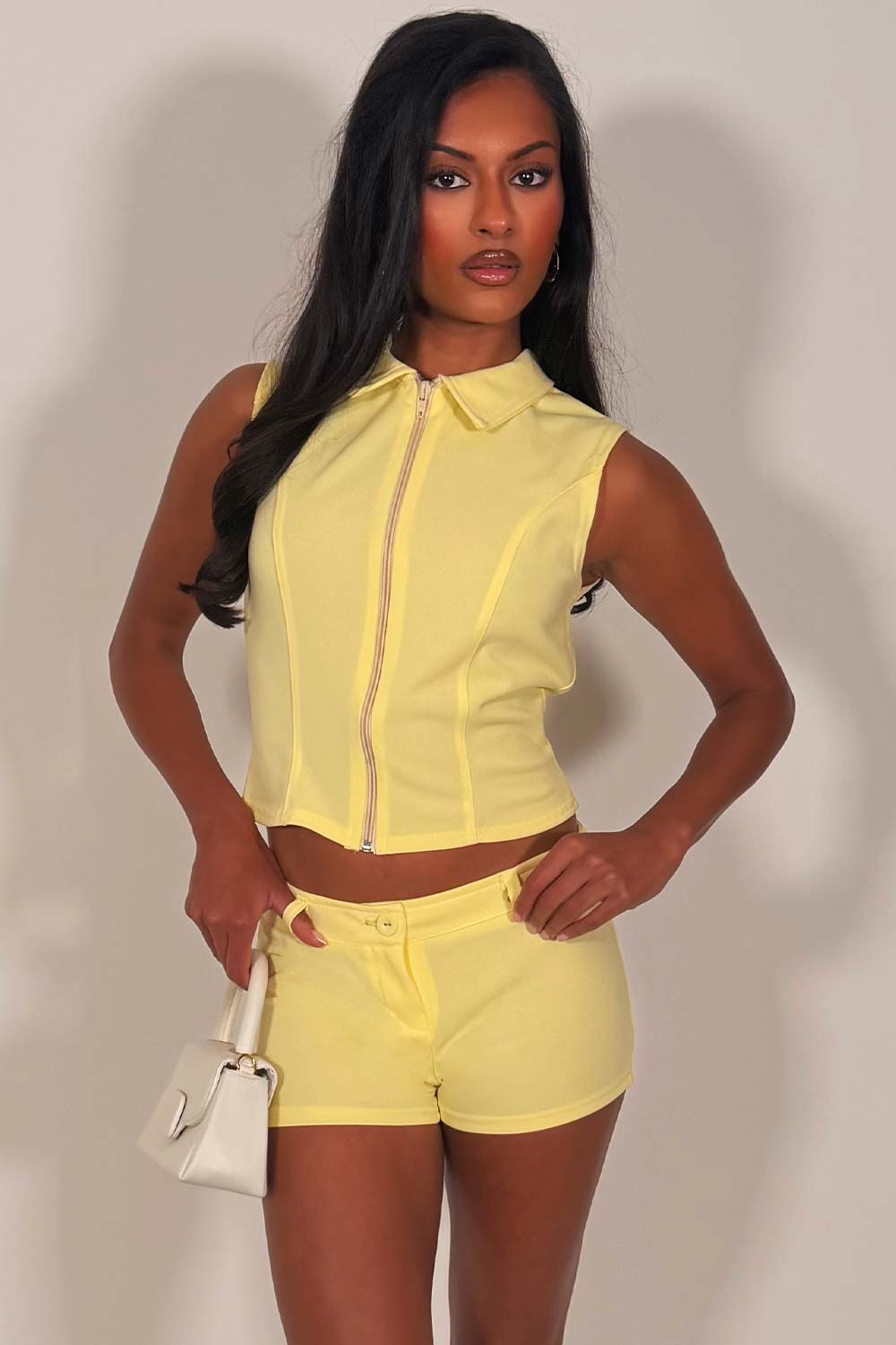 festival micro shorts and top two pieec co ord summer festival going out outfit styledup whitefox uk