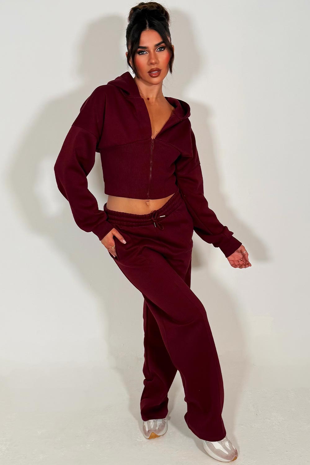 womens crop corset hoodie and joggers casual loungewear co ord set airport outfit styledup