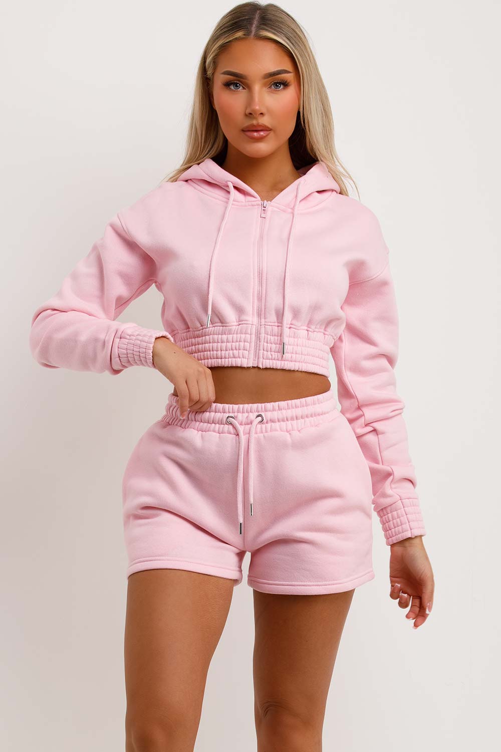 womens crop sweatshirt and shorts tracksuit set summer lounge set